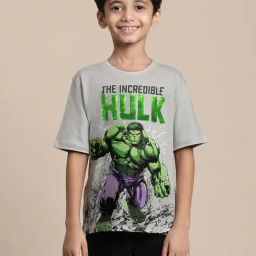 Kidsville Hulk Printed Grey Tshirt For Boys-image-96