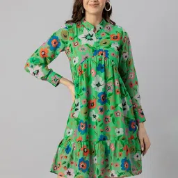 Moomaya Multicolor Floral Print A Line Dress-picture-7