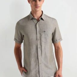 arrow sport Arrow Sports Brown Linen Regular Fit Shirt-picture-42