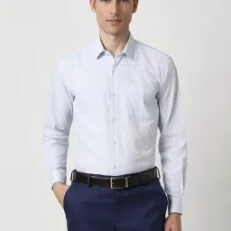 Peter England Blue Regular Fit Checks Shirt-image-81