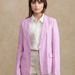 RAREISM Pink Linen Solid Long Sleeves Blazer-picture-20