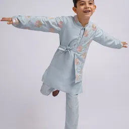 VASTRAMAY Boys Floral Embroidered Regular Kurta with Pyjamas-6