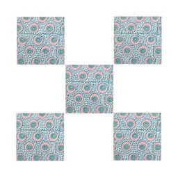 HANDICRAFT PALACE 6Pcs Teal-Blue & Pink Floral Block Printed Cotton Dinner Table Napkins-24