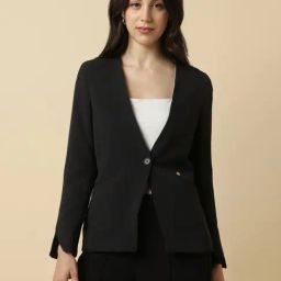 Allen Solly Black Polyester Solid Blazer-image-22