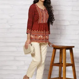 Rangriti Maroon Printed Tunic image 5