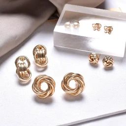 Joker & Witch Pretzel Golden Dangler Earrings - Set of 5-image-70
