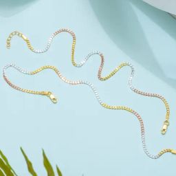 Zavya Triple Tone Sleeky 92.5 Sterling Silver Anklet - Set of 2-image-7
