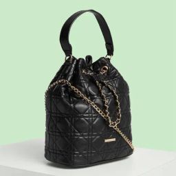 Forever Glam by Pantaloons Black Quilted Medium Bucket Bag-image-38