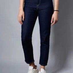 High Star Blue Straight Fit High Rise Jeans-image-65