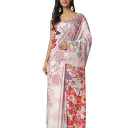 Navyasa By Liva Pink Linen Floral Saree-image-135