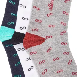 Allen Cooper Multicolor Printed Socks - Pack of 3 image 3