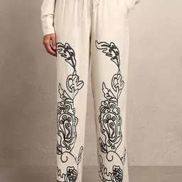 Vero Moda Women Floral Embroidered Straight Fit High-Rise Trouser-picture-41