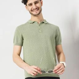 celio celio* Light Green Regular Fit Cotton Polo T-Shirt-picture-8