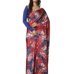 Navyasa By Liva Pink Satin Geometric Saree-image-80