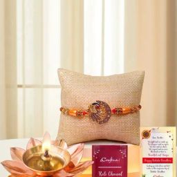 eCraftIndia Assorted Multicolor Rakhi with Diya-image-87