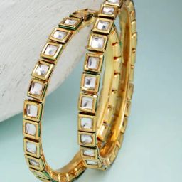 Karatcart Kundan Antique Gold-Plated Rajwadi Bangles for Women - Set of 2-38