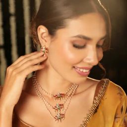Rubans Gold-Tone Plated Red & Green Set for Women-picture-26