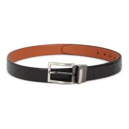 Allen Solly Black Leather Textured Reversible Belt for Men-image-44