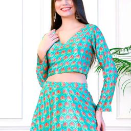 NEUDIS Blue & Red Printed Crop Top-picture-5