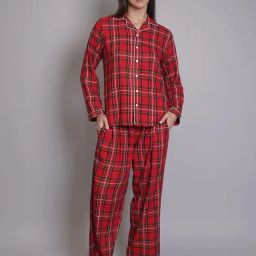 Biglilpeople Red Checks Night Suits-image-76