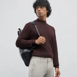 WES Formals by Westside Brown Solid Slim-Fit Sweater-picture-1