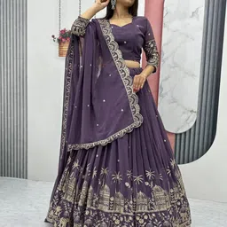 JULEE Embroidered Semi-Stitched Silk Lehenga & Unstitched Blouse With Dupatta-picture-12