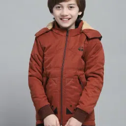 Monte Carlo Boys Solid Rust Hooded Neck Full Sleeve Jacket-picture-49