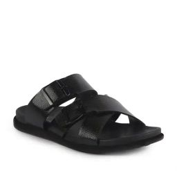 Fausto Men's Black Cross Strap Sandals-image-22