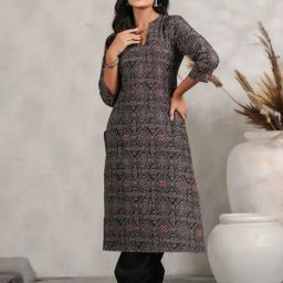 Anubhutee Black Printed Straight Kurta-image-34