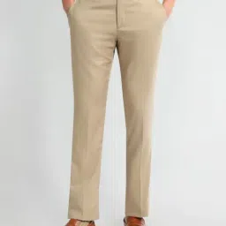 Arrow Beige Slim Fit Trousers-picture-7
