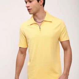Showoff Yellow Cotton Slim Fit Polo T-Shirt-image-53