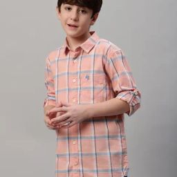 Cantabil Boys Pink Checks Full Sleeves Shirt-image-25