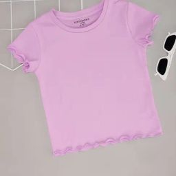 Pantaloons Junior Girls Pastel Lilac Regular Fit T-Shirt-picture-48