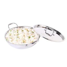 Wonderchef Nigella Silver Stainless Steel 30 cm Tri-Ply Kadhai With Lid (4.6 L)-image-53