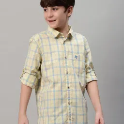 Cantabil Boys Yellow & Blue Checks Full Sleeves Shirt-picture-17