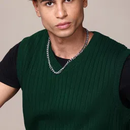 The Roadster Lifestyle Co. Striped Textured Acrylic Sweater Vest-picture-23