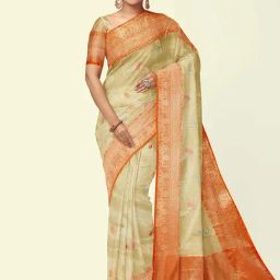Banarasi Silk Works Beige Cotton Woven Saree With Unstitched Blouse-picture-42