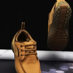 Woodland Men's Camel Derby Shoes-image-95