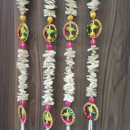 Nutts White & Pink 4 Pieces Paper Gajra Hanging Garlands-image-43