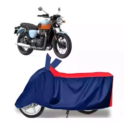 Auto Pearl Two Wheeler Cover with Bag for Triumph Bonneville T100, Red & Blue-image-85