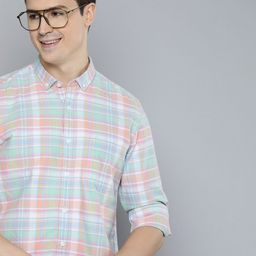 Mast & Harbour Men Orange Standard Tartan Checks Sheer Checked Casual Shirt-image-84
