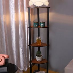 Devansh Off White Wooden Shelf Floor Lamp image 4