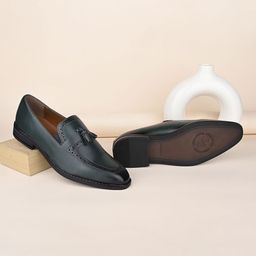 LOUIS STITCH Men Dual Tone Shade Square-Toe Formal Slip-Ons-image-11