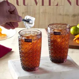 The Artment Criss-Cross Impressions Maroon Crystal Tumbler (0.39 L) - Set of 4-picture-9