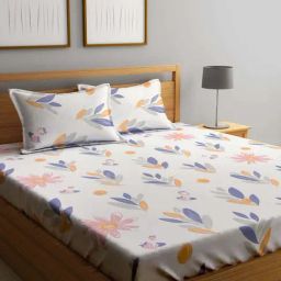 Klotthe White Cotton Blend 300 TC Double Bed Sheet With 2 Pillow Covers-image-66