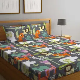 Klotthe Multicolor Cotton Blend 300 TC Double Bed Sheet With 2 Pillow Covers-image-50