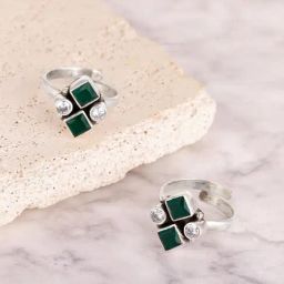 GIVA 92.5 Sterling Silver Emerald Toe-Rings Women-picture-41