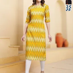 HERE&NOW Selection Of 3 Chevron Printed Round Neck Straight Kurtas-16