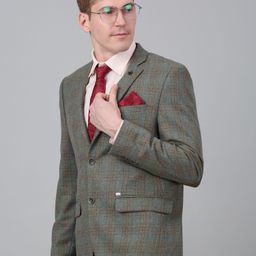 Cantabil Checked Notched Lapel Single Breasted Blazer-picture-2