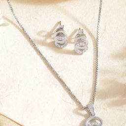 Zavya 92.5 Sterling Silver Pendant Set in Rhodium-Plating for Women-image-81